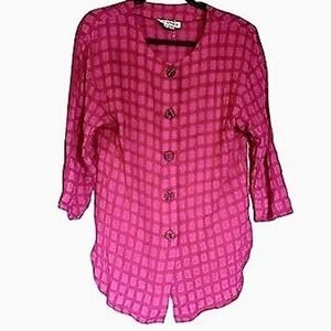 Vintage Periphery pant top set Size Medium Plaid Hot Pink Cotton
